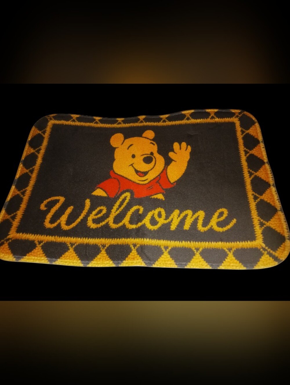 Disney Winnie the Pooh Black and Gold Welcome Door Mat
